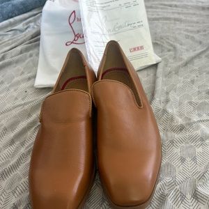 Men's CHRISTIAN LOUBOUTIN Size 10.5 Miele Tan Leather DANDELION FLAT Loafers